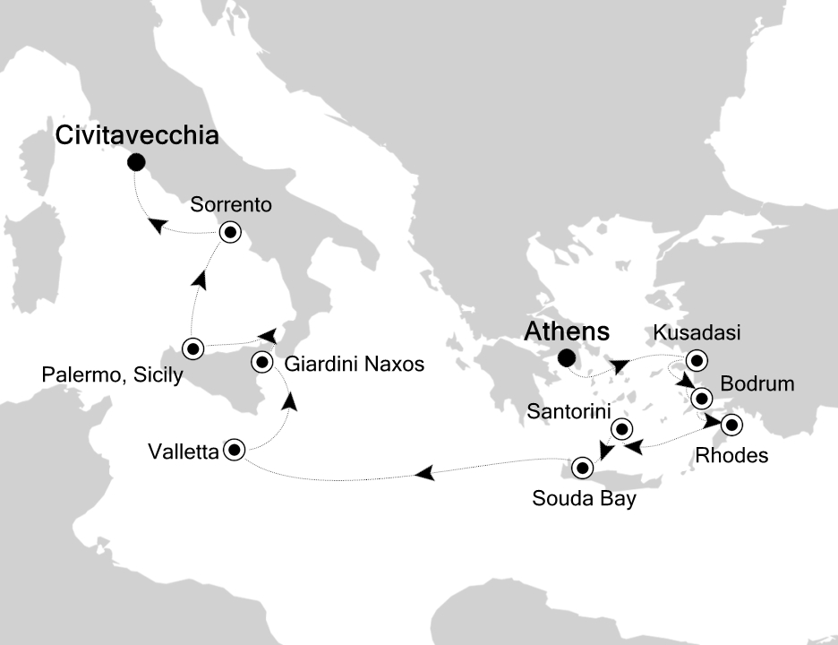 Mediterranean Cruise Itinerary Map