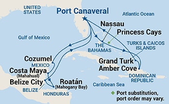 14-Day Caribbean East/West Adventurer Itinerary Map